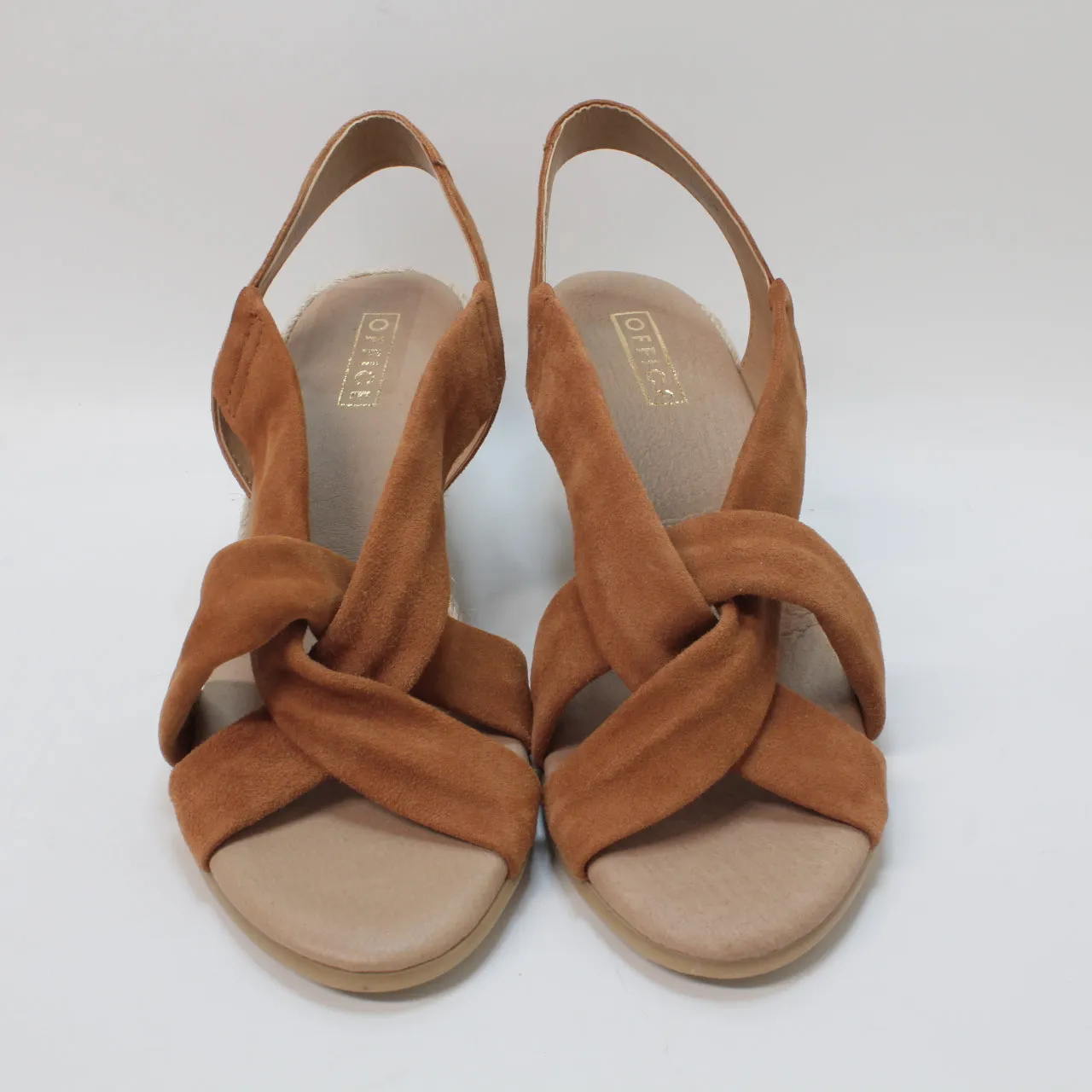 Womens Office Melly Strap Detail Espadrilles Tan Suede Uk Size 7